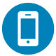 Blauer Kreis in dem ein Handy abgebildet ist, symbolisiert das Mitarbeiterhandy