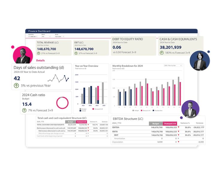 Bild eines Finance jedox Dashboards