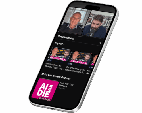Foto Handy mit dem HRCIE x AI or Die Podcast