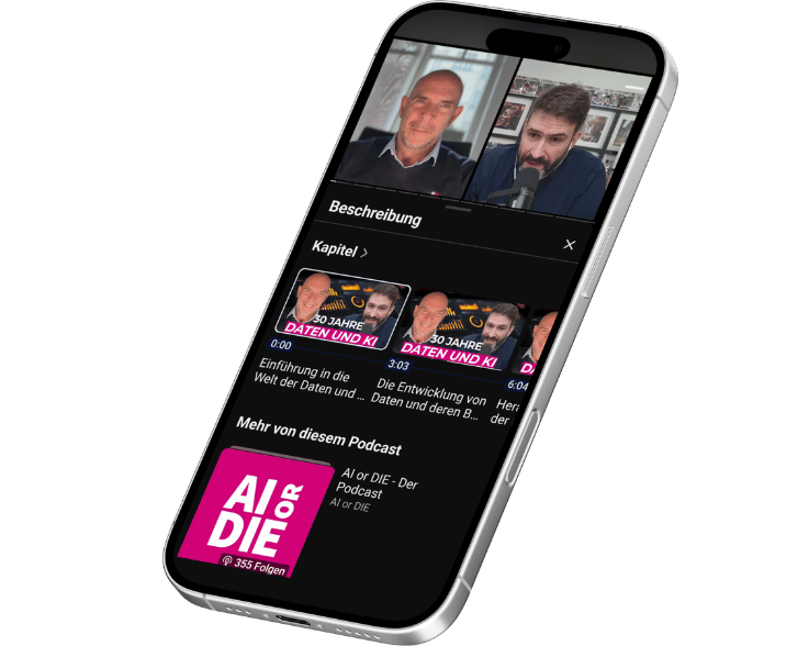 Foto Handy mit dem HRCIE x AI or Die Podcast