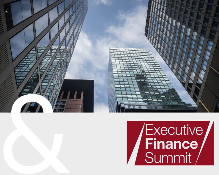 Skyline Frankfurt mit Logo des Executive Finance Summit